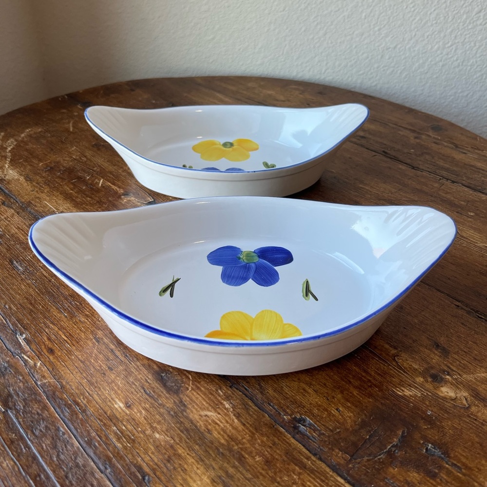 Maxam Portugal Pottery Italian Daisy Au Gratin Casserole 10”